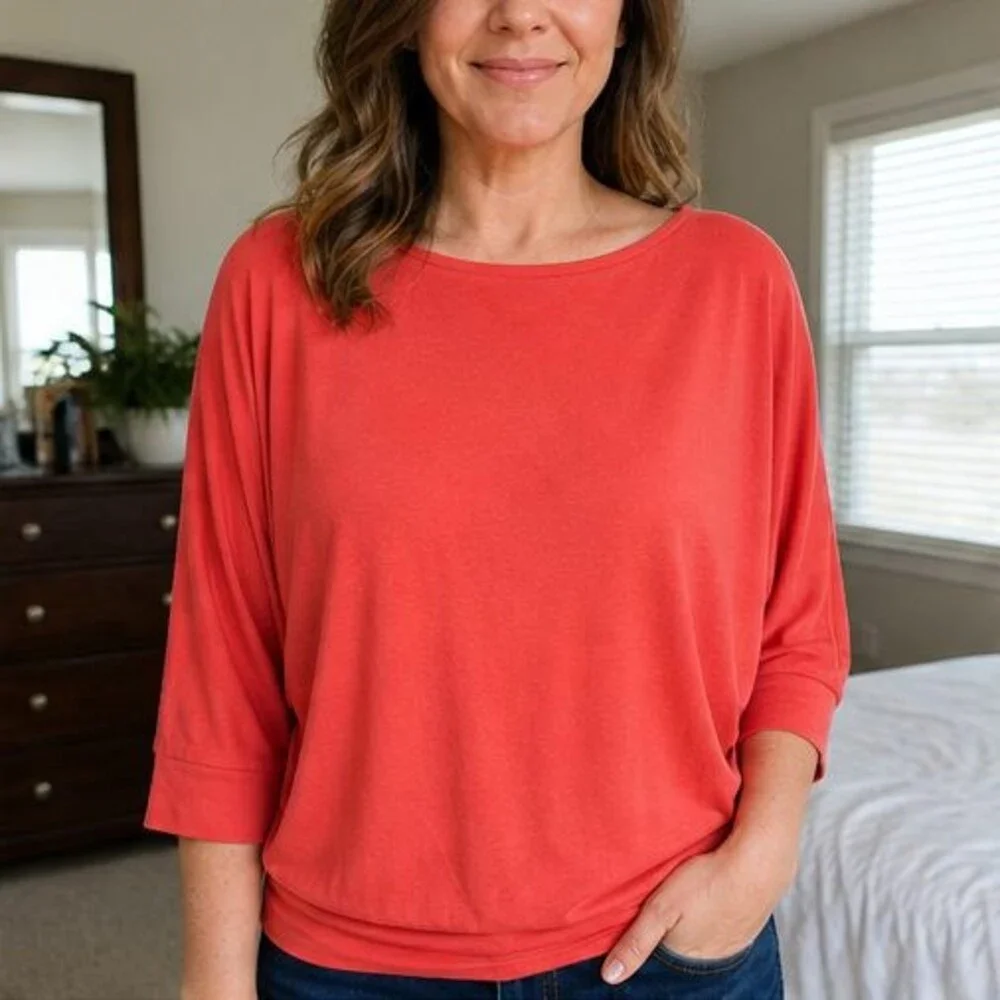 Blue V Neck Top